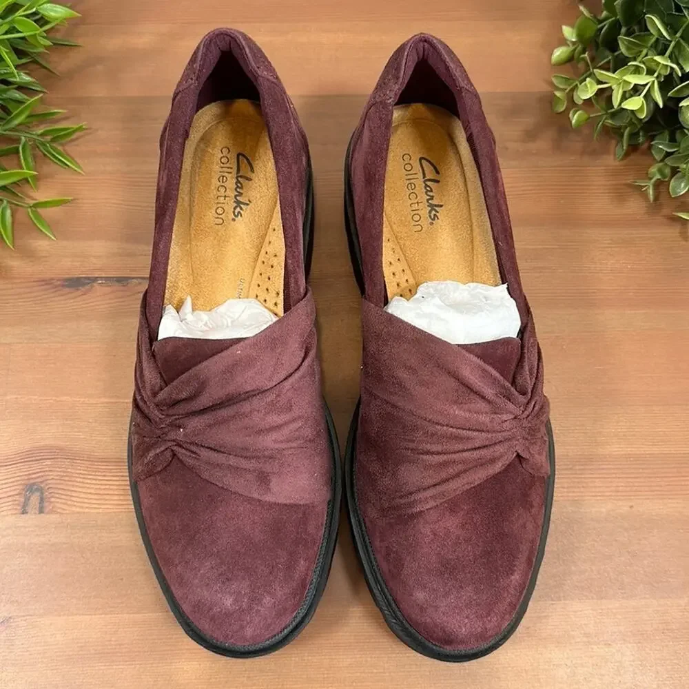 NWOT Clarks Collection Calla Style Ruched Slip‎ On Loafers Size 8